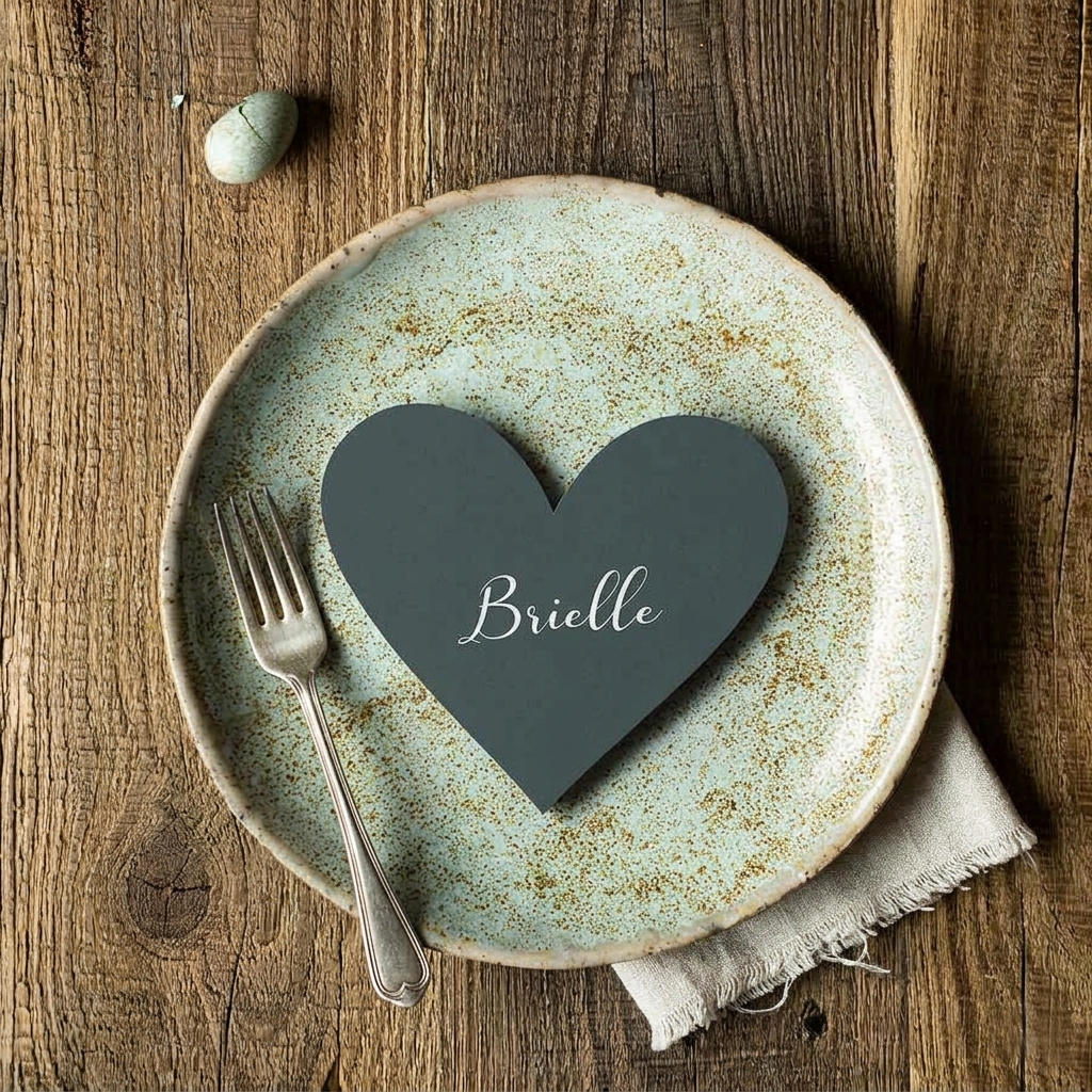 White Ink Printed Signature Shape Place Cards - Shape 16