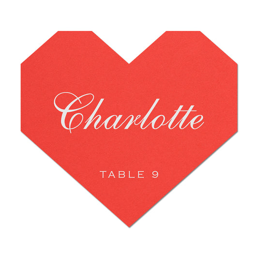 White Ink Printed Signature Shape Place Cards - Shape 19