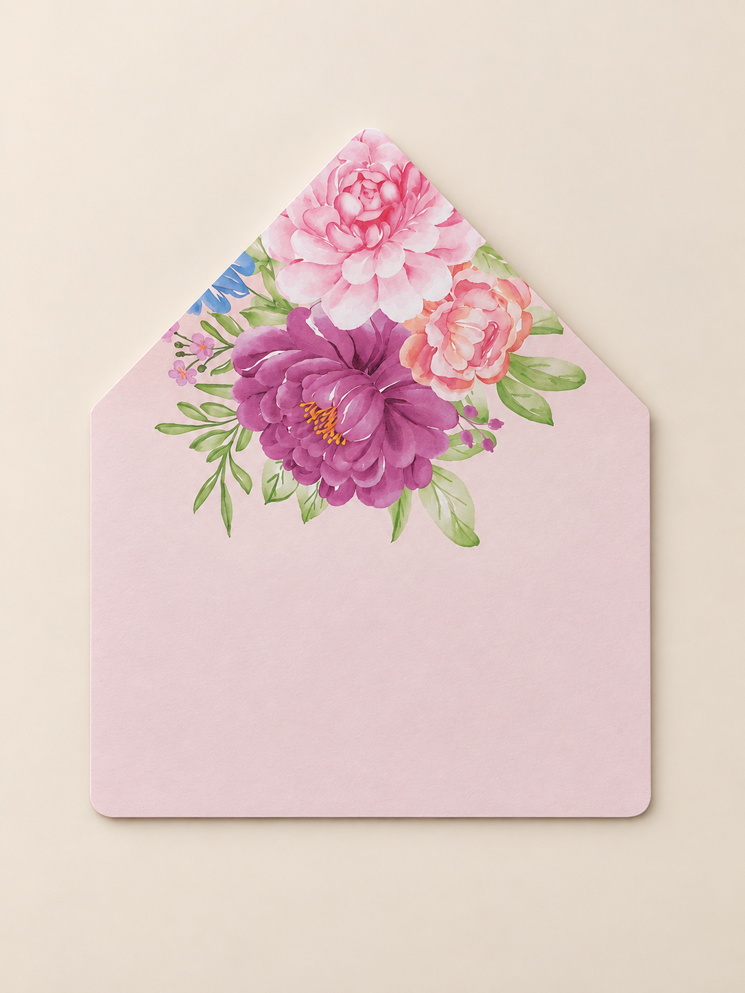 Romantic Watercolor Floral Envelope Liner PNG Template | Print and Cut Wedding Envelope Liner - Chloe Collection
