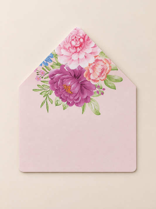 Romantic Watercolor Floral Envelope Liner PNG Template | Print and Cut Wedding Envelope Liner - Chloe Collection