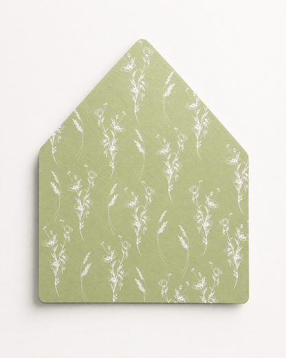 Sage Floral Wedding Envelope Liner Template | Print-and-Cut PNG for Wedding Invitations - Catherine Collection