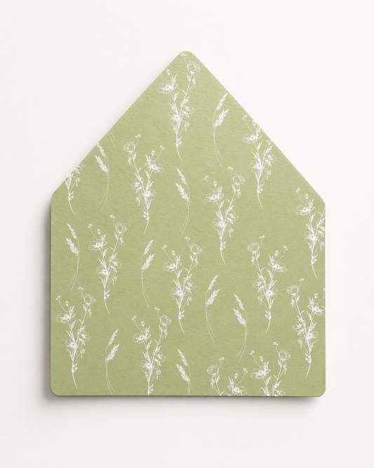 Sage Floral Wedding Envelope Liner Template | Print-and-Cut PNG for Wedding Invitations - Catherine Collection
