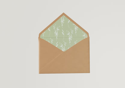 Sage Floral Wedding Envelope Liner Template | Print-and-Cut PNG for Wedding Invitations - Catherine Collection