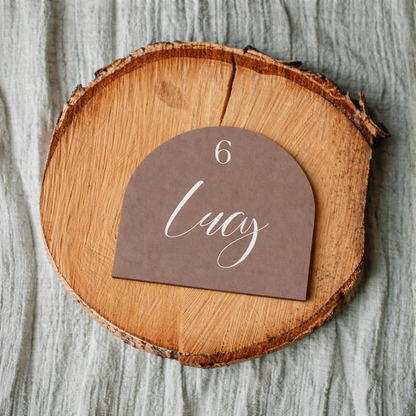 Personalized Wedding Place Cards | Fully Custom White Ink Print | Signature Shape 2
