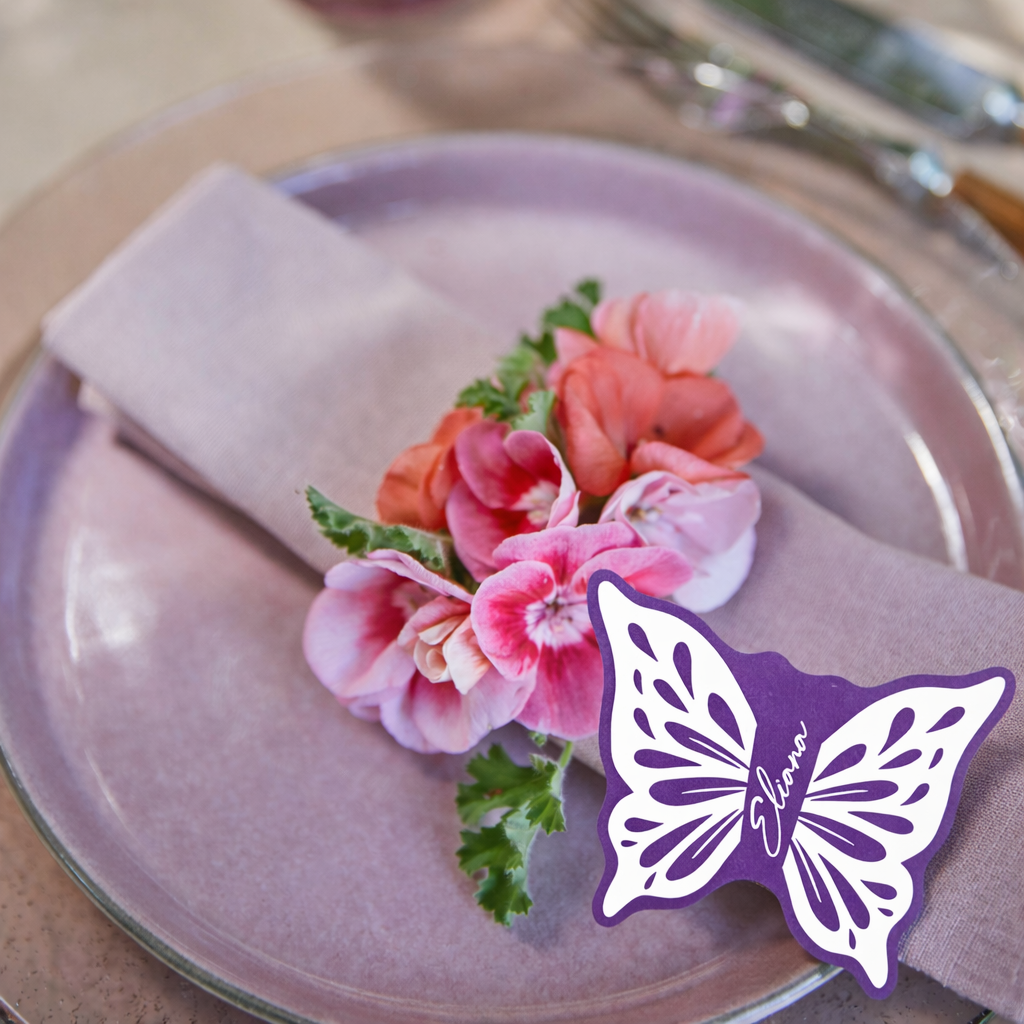 Personalized Wedding Place Cards | Semi-Custom White Ink Print | Signature Design 102