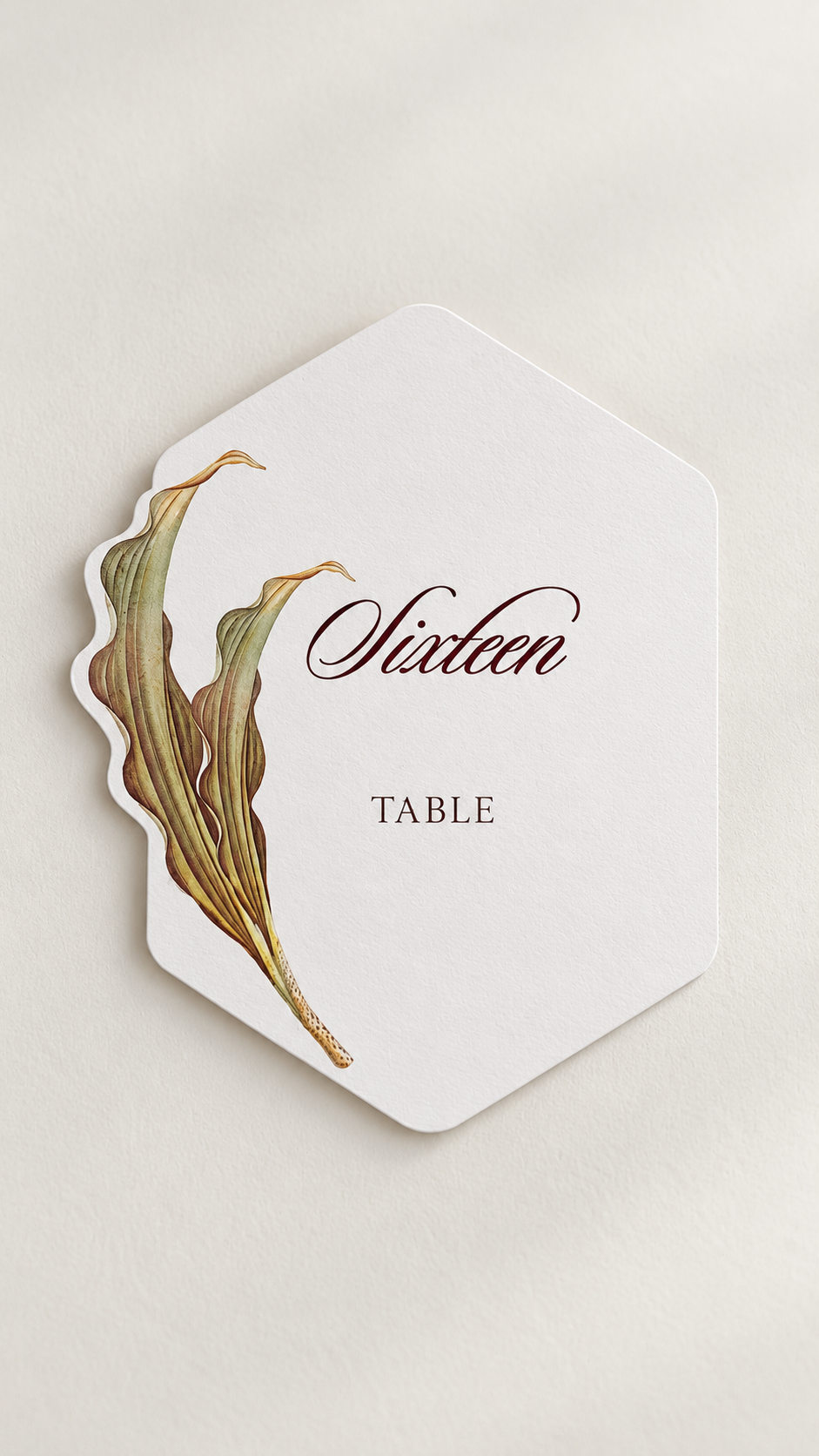 Botanical Wedding Table Number PNG Templates | 3-Piece Print-and-Cut Table Number Set with Separate Number Files - Fatima Collection