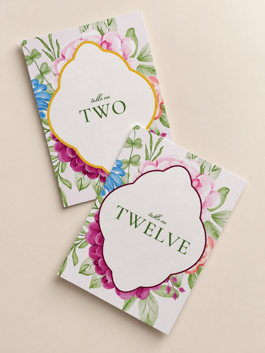Floral Set of 2 Wedding Table Number PNG Templates | Print and Cut Layered Table Numbers - Chloe Collection