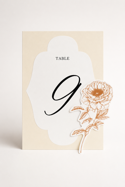 Floral Wedding Table Numbers Template Set | Print-and-Cut PNG Wedding Reception Signs - Catherine Collection
