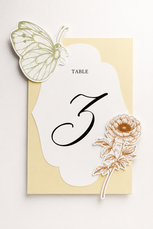 Floral Wedding Table Numbers Template Set | Print-and-Cut PNG Wedding Reception Signs - Catherine Collection