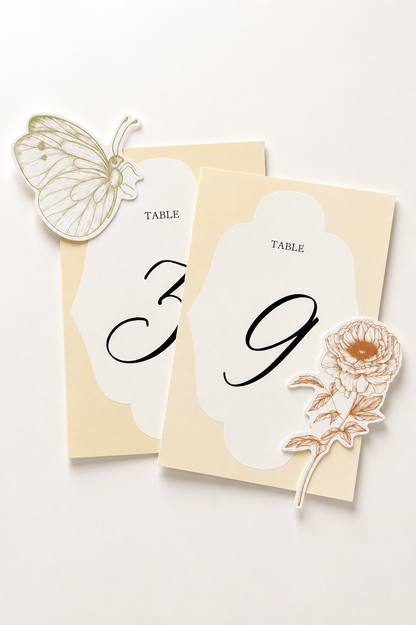 Floral Wedding Table Numbers Template Set | Print-and-Cut PNG Wedding Reception Signs - Catherine Collection