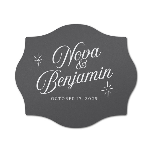 Personalized Wedding Favor Tags | Fully Custom White Ink Print | Signature Shape 30