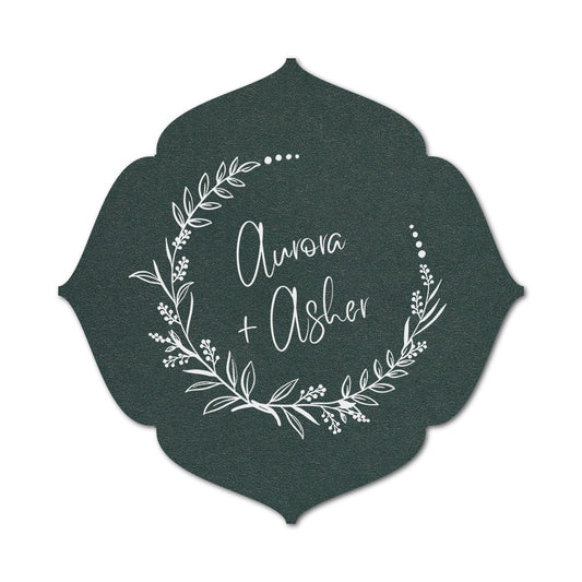 Personalized Wedding Favor Tags | Fully Custom White Ink Print | Signature Shape 32