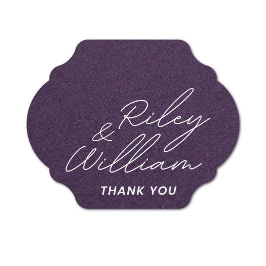Personalized Wedding Favor Tags | Fully Custom White Ink Print | Signature Shape 35