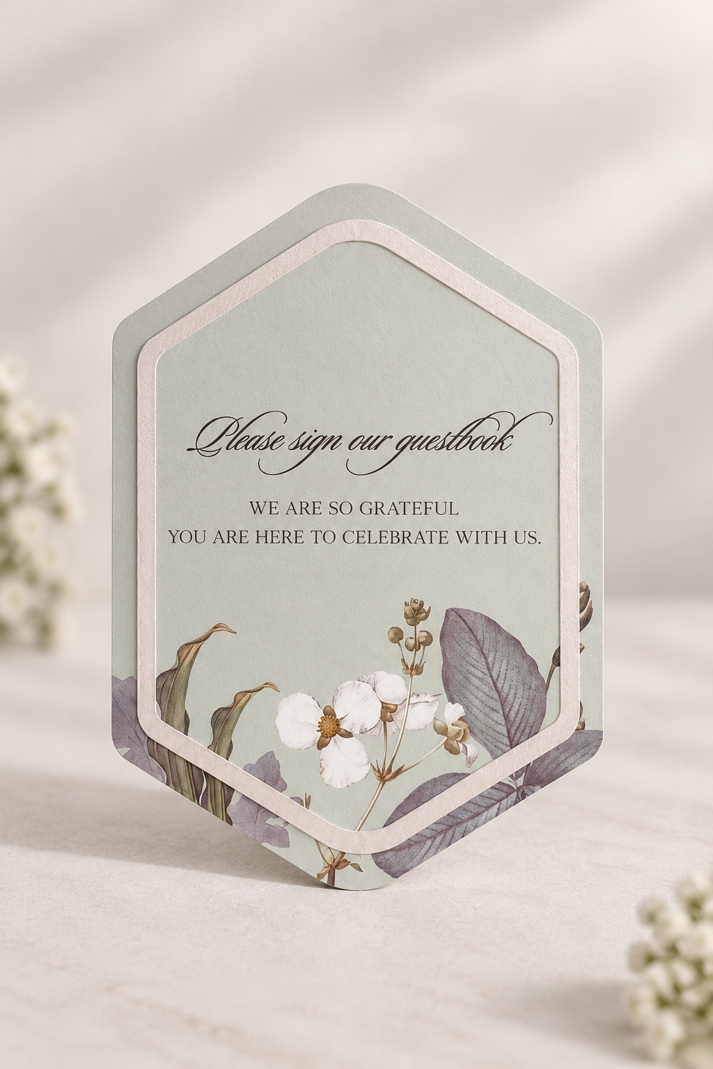 Botanical Wedding Table Signage PNG Templates | 2-Piece Print-and-Cut Table Sign Set with Border Layers - Fatima Collection