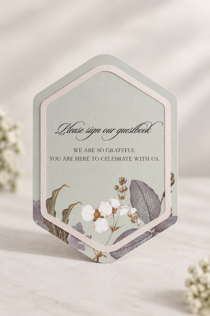 Botanical Wedding Table Signage PNG Templates | 2-Piece Print-and-Cut Table Sign Set with Border Layers - Fatima Collection