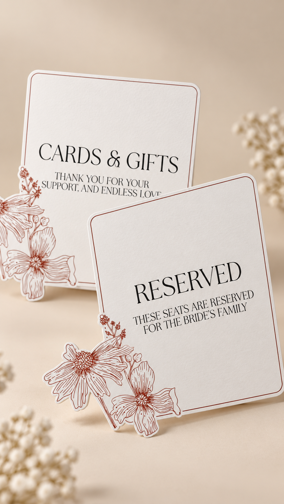 Botanical Wedding Table Sign PNG Template | Print-and-Cut Table Signage Template - Arabella Collection