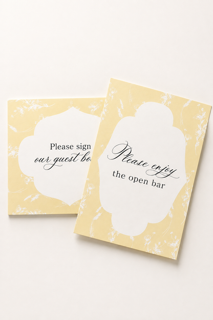 2-Piece Wedding Table Sign Template | Print-and-Cut PNG for Wedding Reception Signage - Catherine Collection