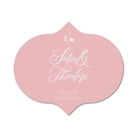 Personalized Wedding Favor Tags | Fully Custom White Ink Print | Signature Shape 42
