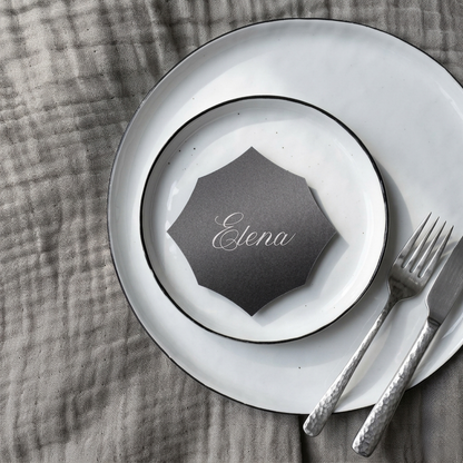 Personalized Wedding Place Cards | Fully Custom White Ink Print | Signature Shape 4