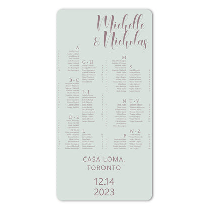 Stand-Alone Rounded Corner L to XL Wedding Seating Chart