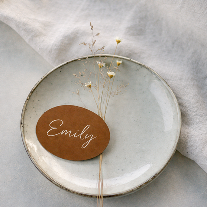 Personalized Wedding Place Cards | Fully Custom White Ink Print | Signature Shape 5