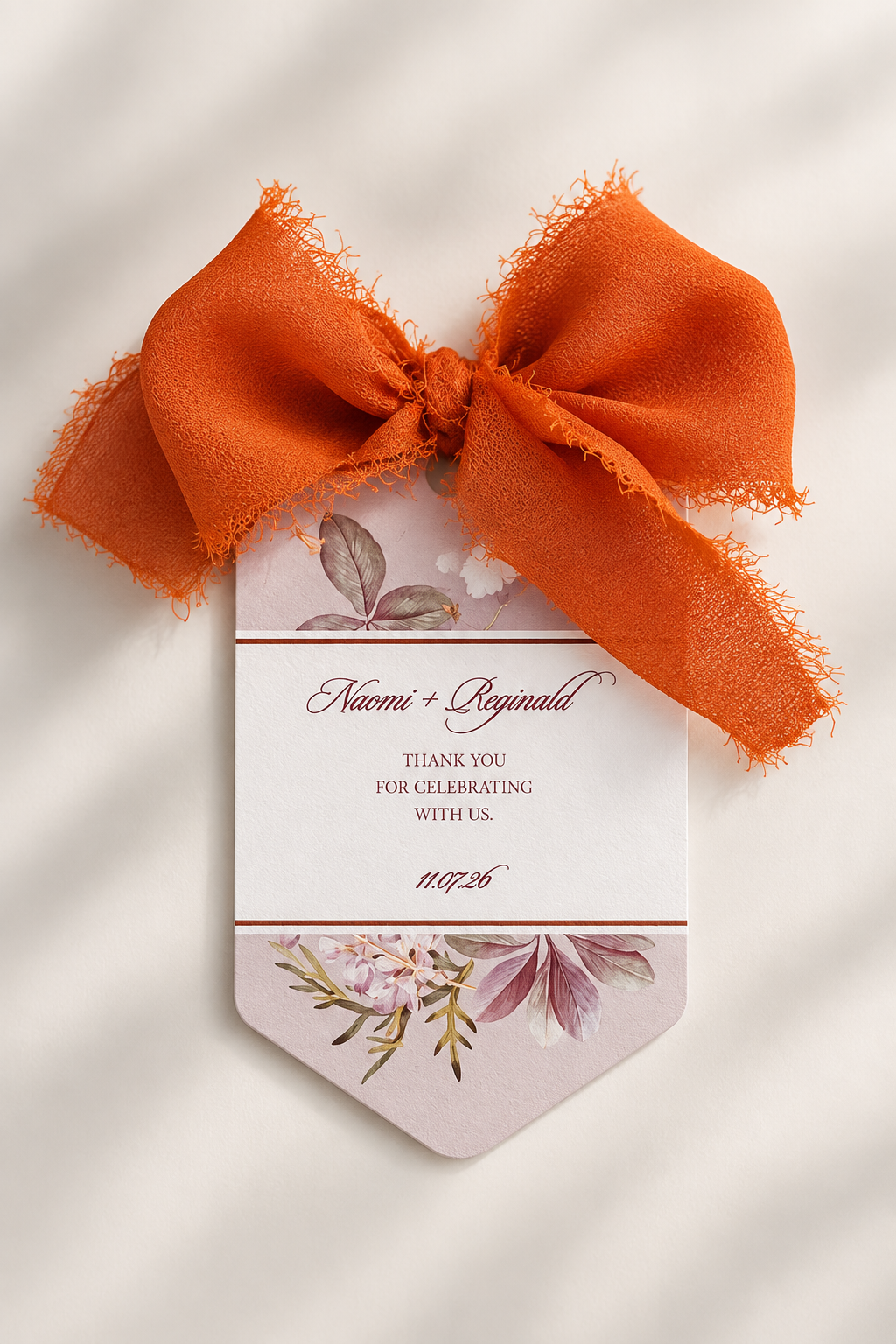 Botanical Wedding Favor Tag PNG Template | Print-and-Cut Thank You Tag | DIY Wedding Favor Template - Fatima Collection
