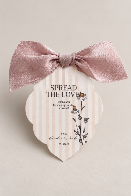 Botanical Wedding Favor Tag PNG Template | Striped Floral Print and Cut Favor Tag - Keisha Collection