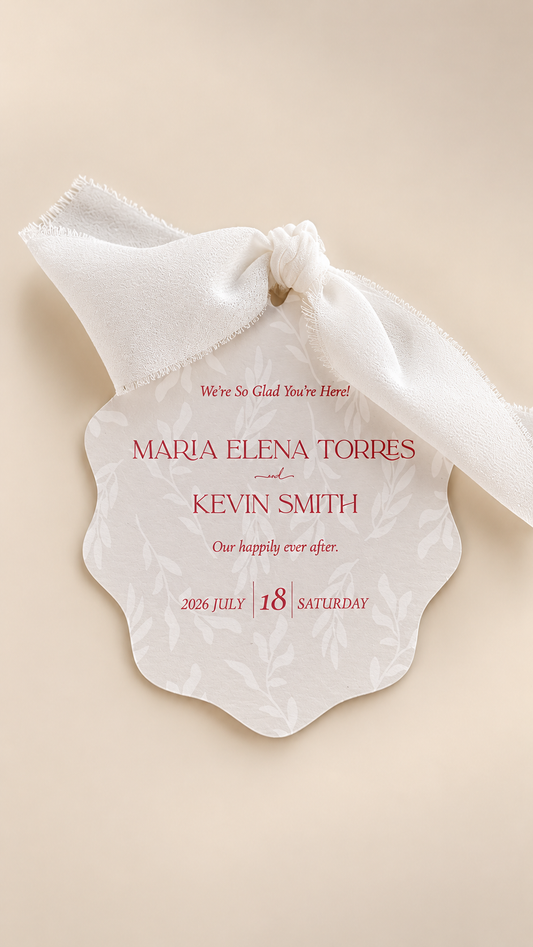 Botanical Wedding Favor Tag PNG Template | Print Then Cut Shaped Wedding Gift Tag - Diana Collection