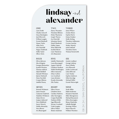 Stand-Alone Vintage Half Arch L to XL Wedding Seating Chart