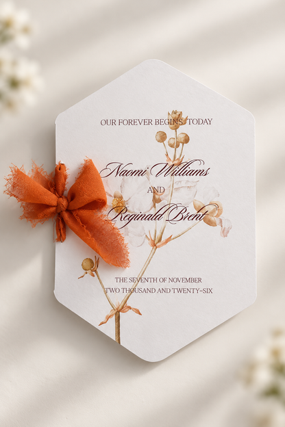 Botanical Bi-Fold Wedding Program PNG Template | Print-and-Cut Folded Ceremony Program | DIY Wedding Stationery - Fatima Collection