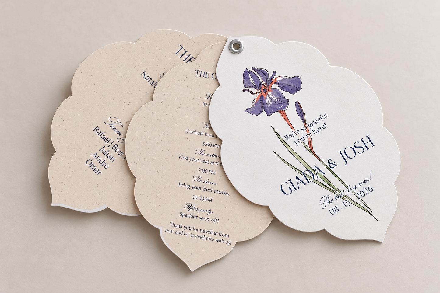 Multi Layer Wedding Program PNG Templates | Botanical Print and Cut Wedding Program Set - Keisha Collection