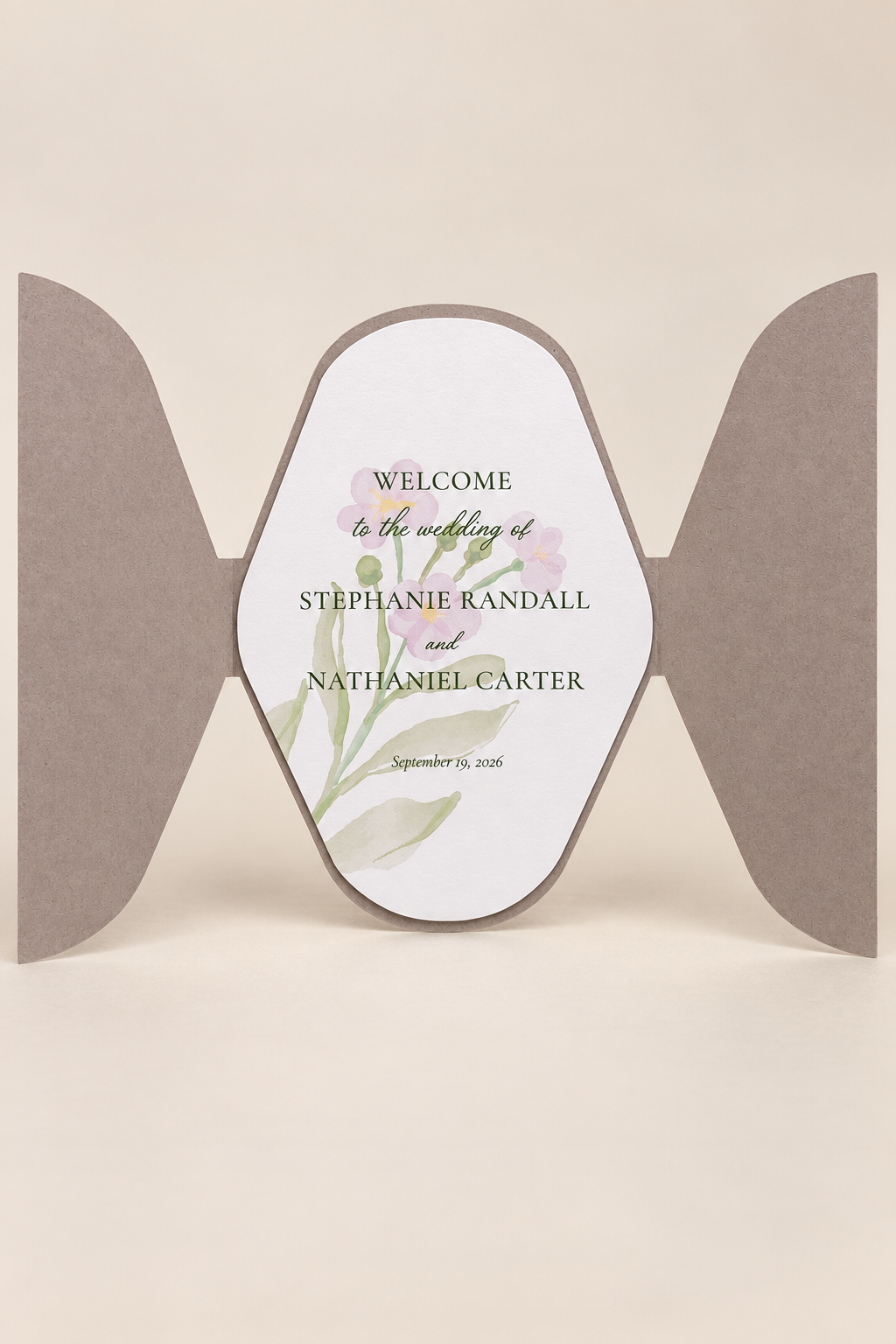Botanical Tri-Fold Wedding Program PNG Template | Print and Cut Layered Ceremony Program Wrap - Chloe Collection