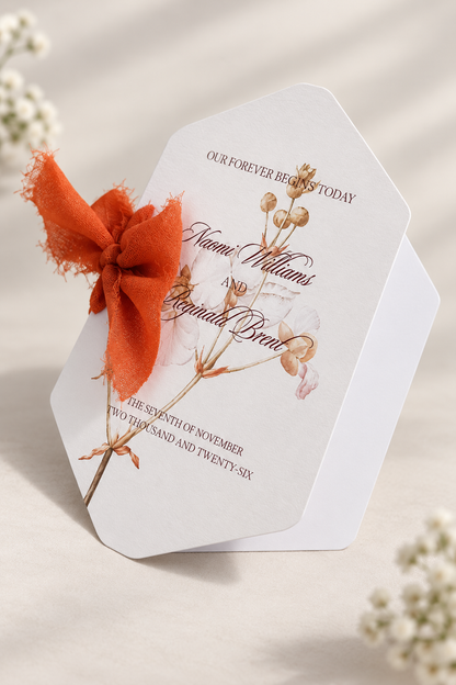 Botanical Bi-Fold Wedding Program PNG Template | Print-and-Cut Folded Ceremony Program | DIY Wedding Stationery - Fatima Collection