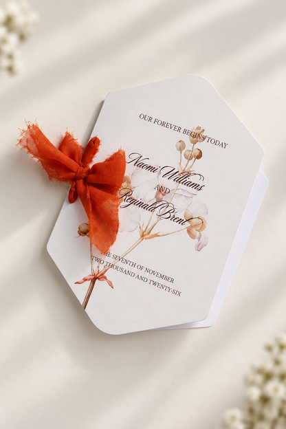 Botanical Bi-Fold Wedding Program PNG Template | Print-and-Cut Folded Ceremony Program | DIY Wedding Stationery - Fatima Collection