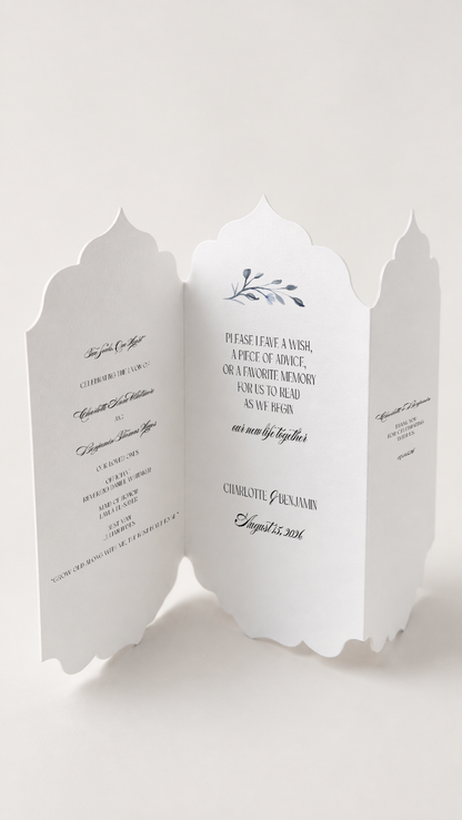 Watercolor Floral Tri-Fold Wedding Program Template | Print-and-Cut PNG | DIY Ceremony Program - Cassandra Collection