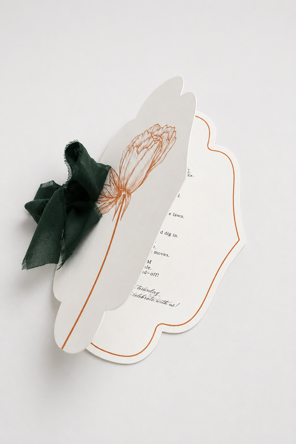 Layered Floral Wedding Program Template | Shaped Print-and-Cut PNG Ceremony Program - Catherine Collection