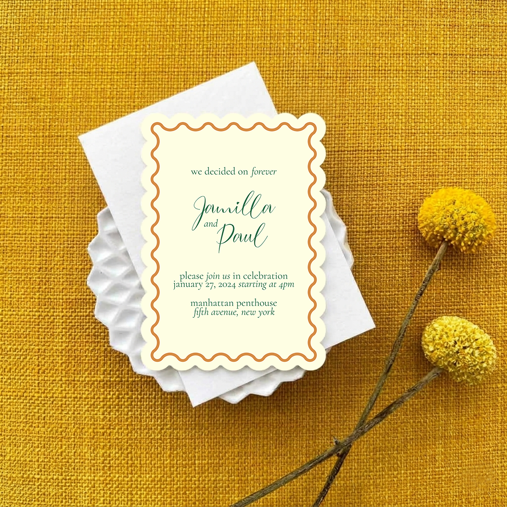 Personalized Wedding Cards | Fully Custom Print | Signature Scallop Shape