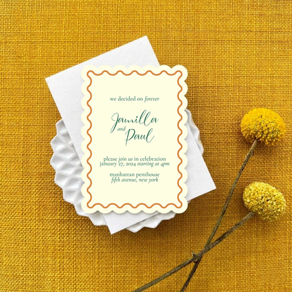 Personalized Wedding Cards | Fully Custom Print | Signature Scallop Shape