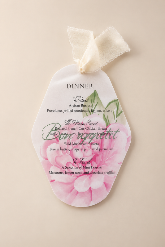 Pink Peony Wedding Menu Cover & Inner Page PNG Templates | Print and Cut Floral Wedding Menu - Chloe Collection