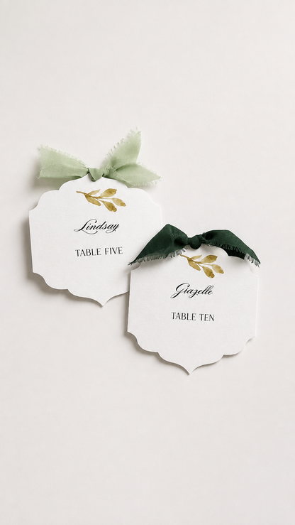 Watercolor Botanical Wedding Place Card Template | Print-and-Cut PNG | DIY Escort Card - Cassandra Collection