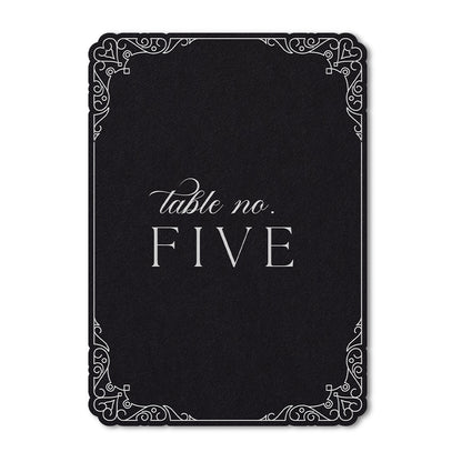 Black card table number card white ink printing.