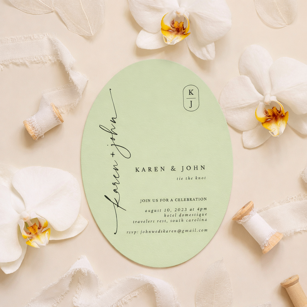 Personalized Wedding Cards | Fully Custom Print | Signature Shape C158