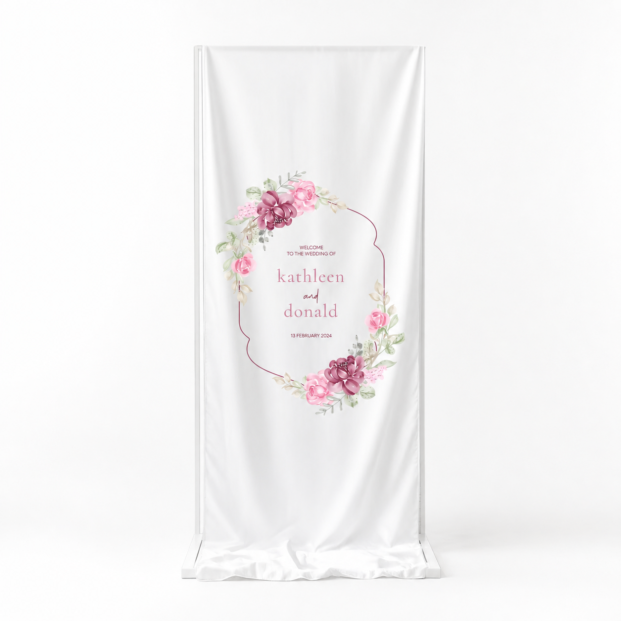 Personalized Chiffon Fabric Wedding Banner | Fully Custom Print
