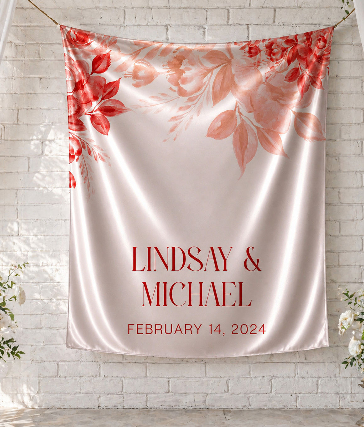 Personalized Satin Fabric Wedding Banner | Fully Custom Print