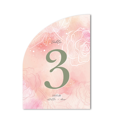 Half arch table number card custom print