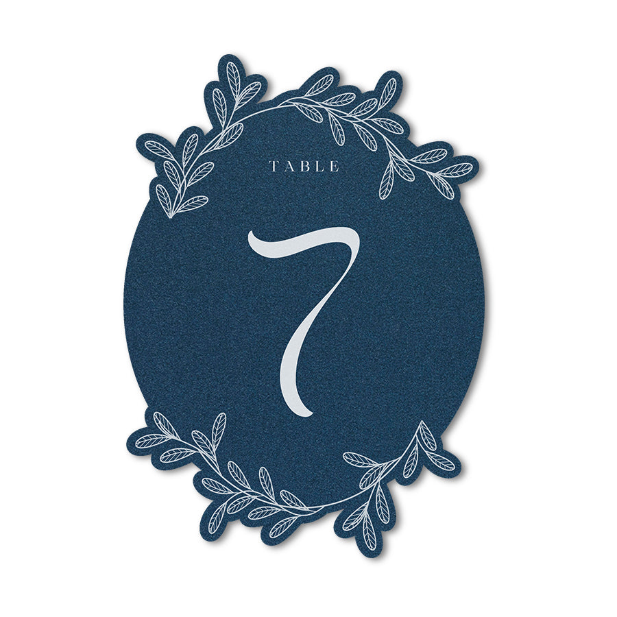 Leaves design table number card for wedding reception