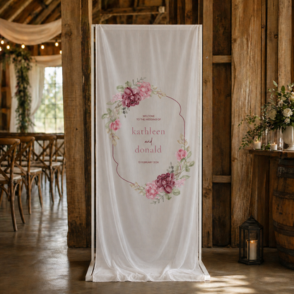 Personalized Chiffon Fabric Wedding Banner | Fully Custom Print