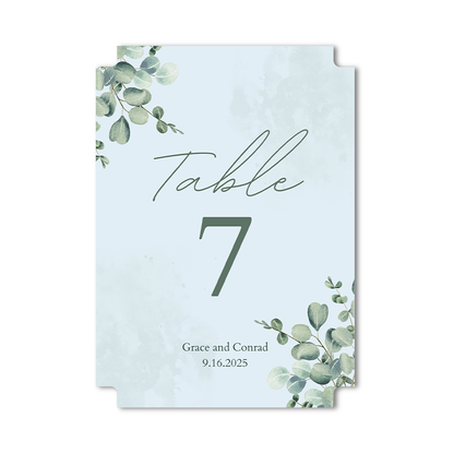 Die cut wedding table number card with custom design