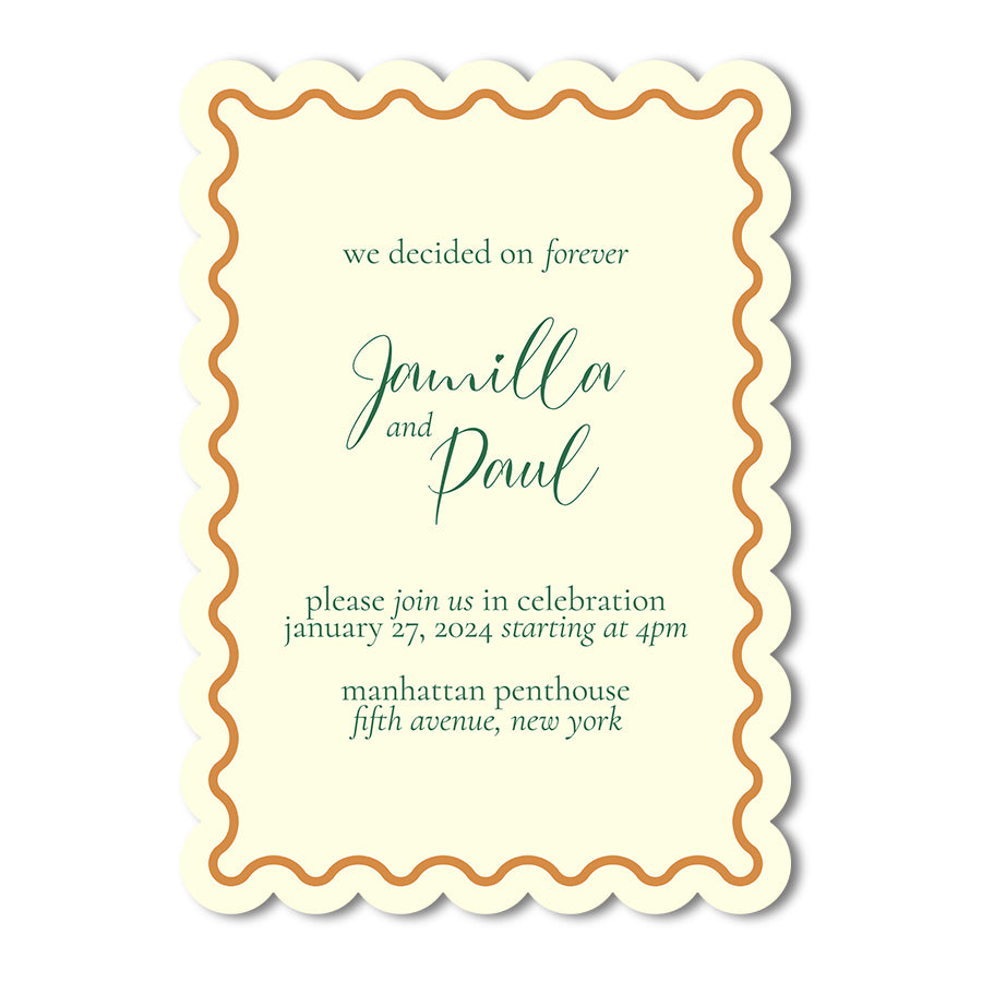 Personalized Wedding Cards | Fully Custom Print | Signature Scallop Shape