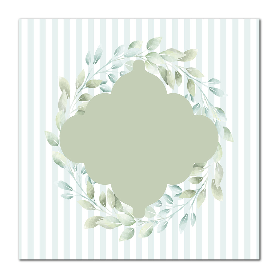 Two-Layer Leaf Wreath Card | SVG PNG Template - Shape 7